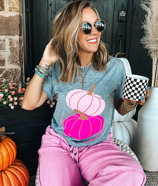 Pink Pumpkin V-Neck Tee - 2.5 Week ETA