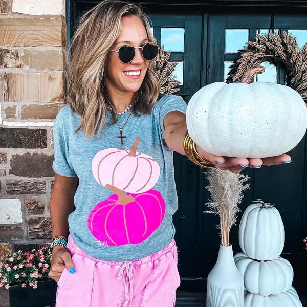 Pink Pumpkin V-Neck Tee - 2.5 Week ETA