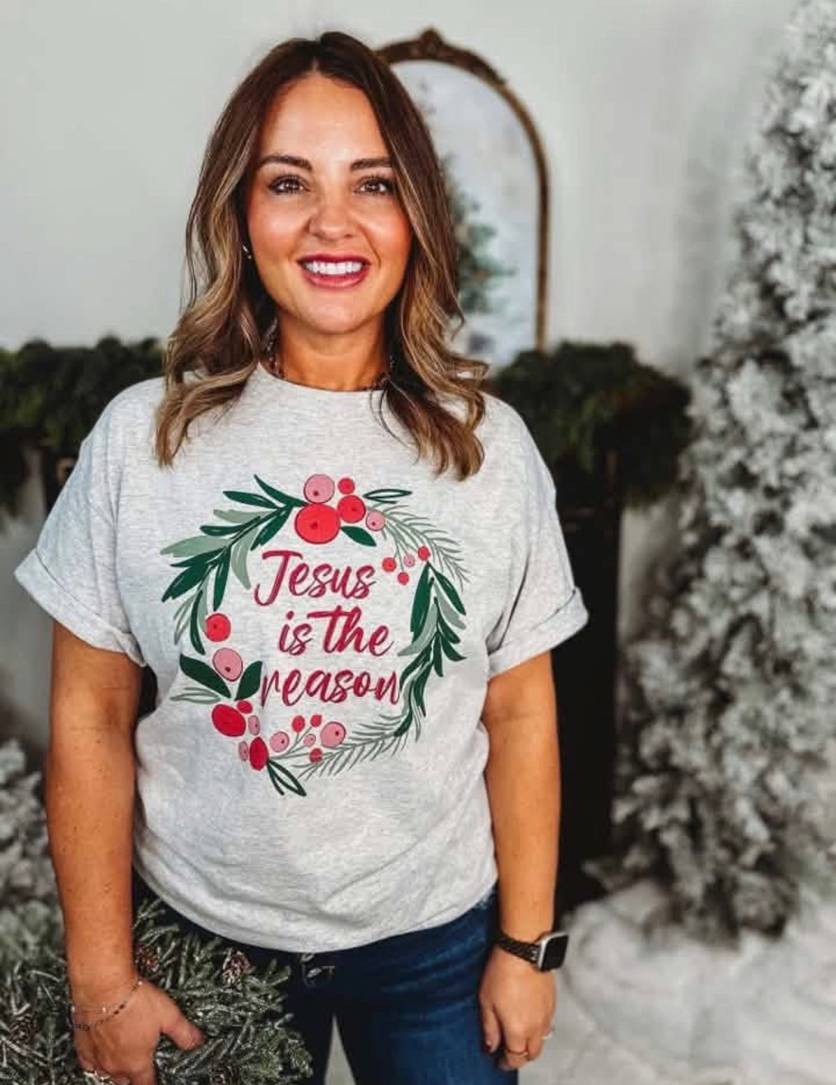 Jesus is the Reason Wreath Tee - IN STOCK