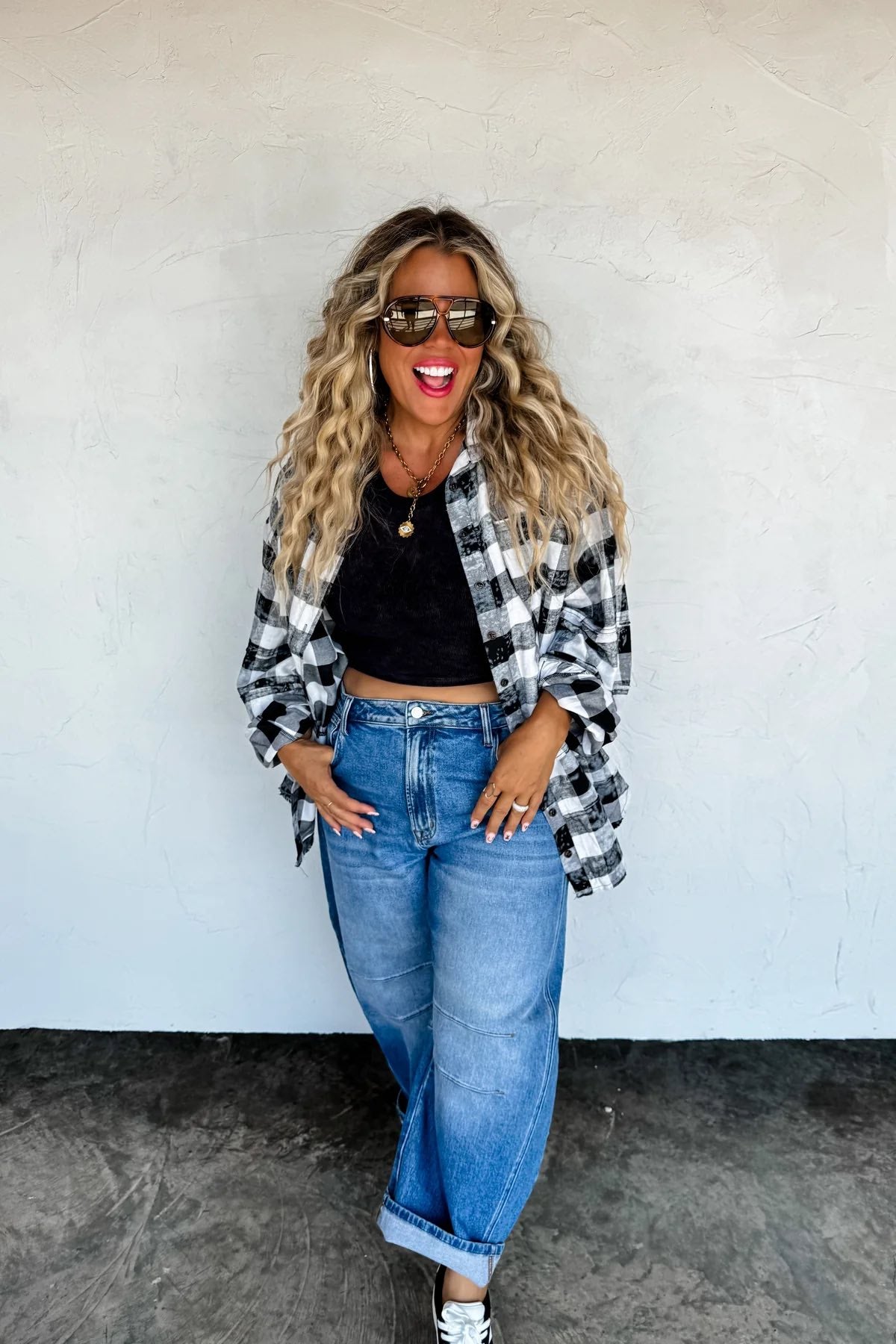 Blakely Plaid Juniper Top Preorder - LATE NOV ETA