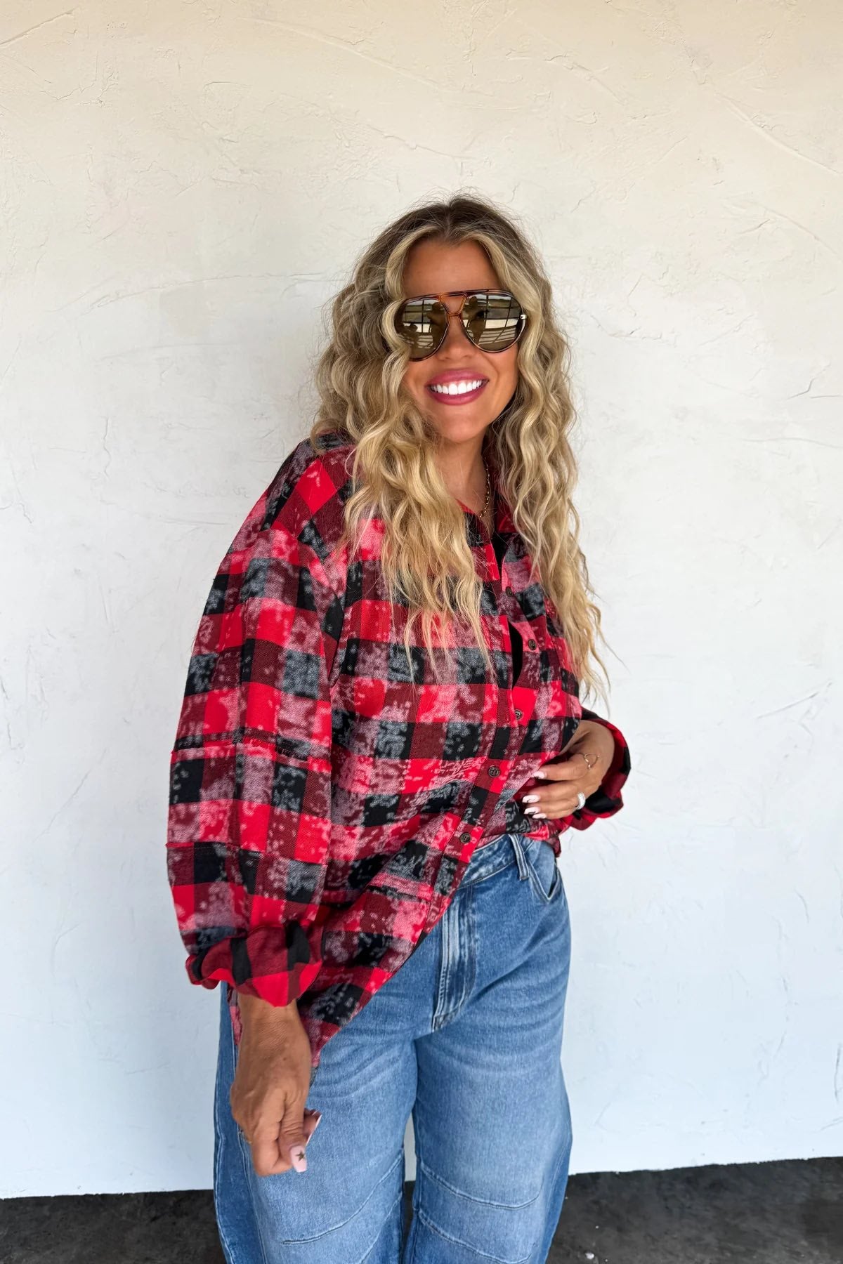 Blakely Plaid Juniper Top Preorder - LATE NOV ETA