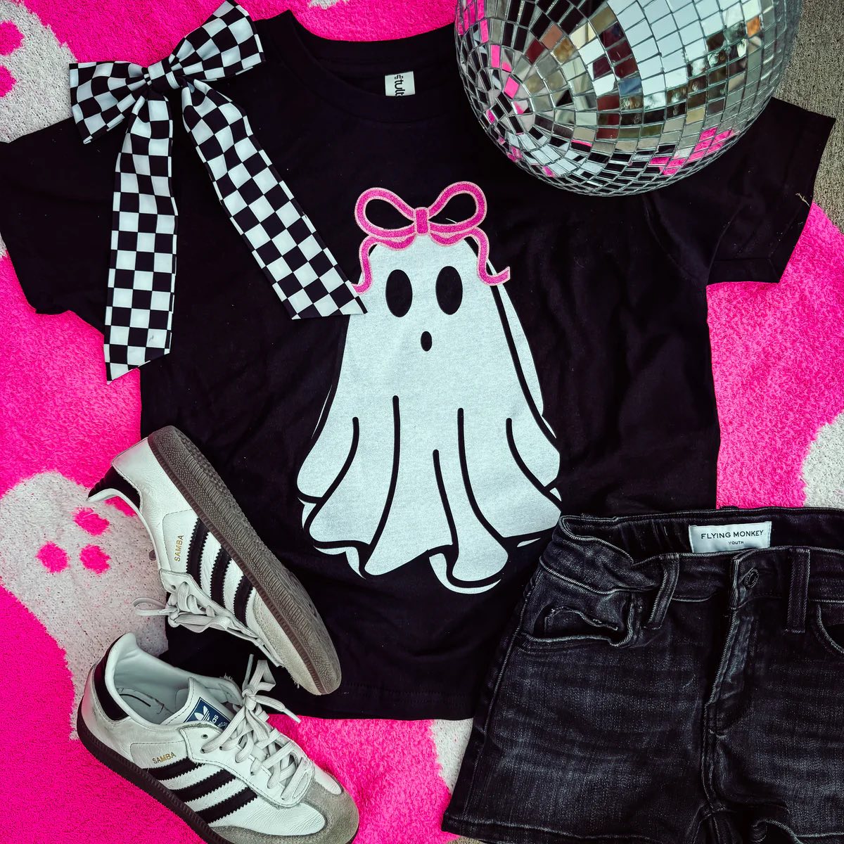 Mommy and Me Ghost with Pink Bow Tee (IN STOCK)