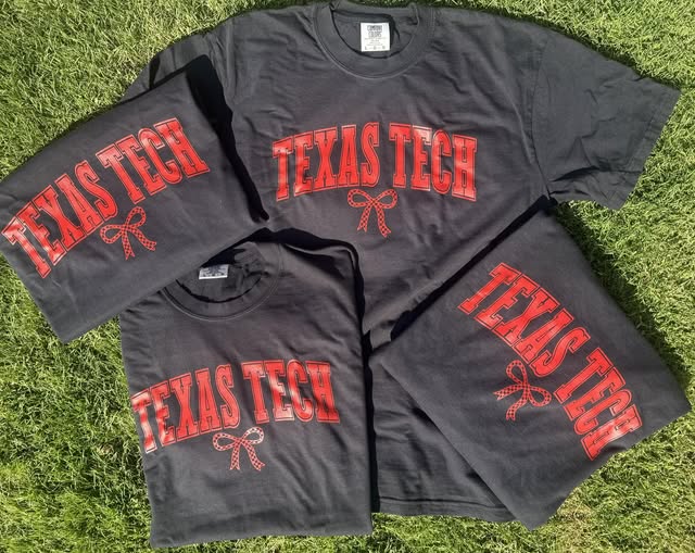 Red + Black Texas Tech Bow Tee + Sweatshirt- IN STOCK