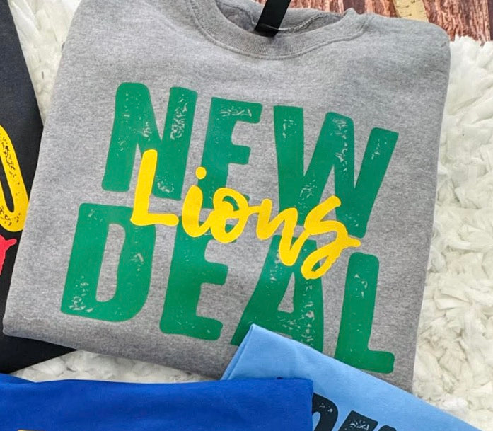 New Deal Lions Block/Script Sweatshirt - IN STOCK