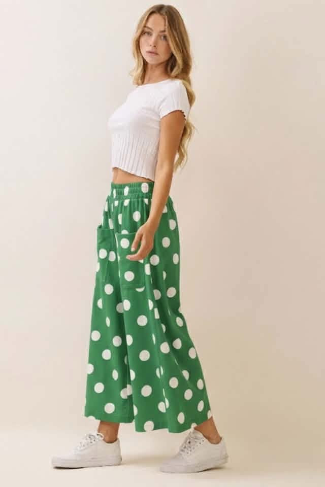 Green + White Polka Dot Pants - LATE OCT ETA (Preorder)