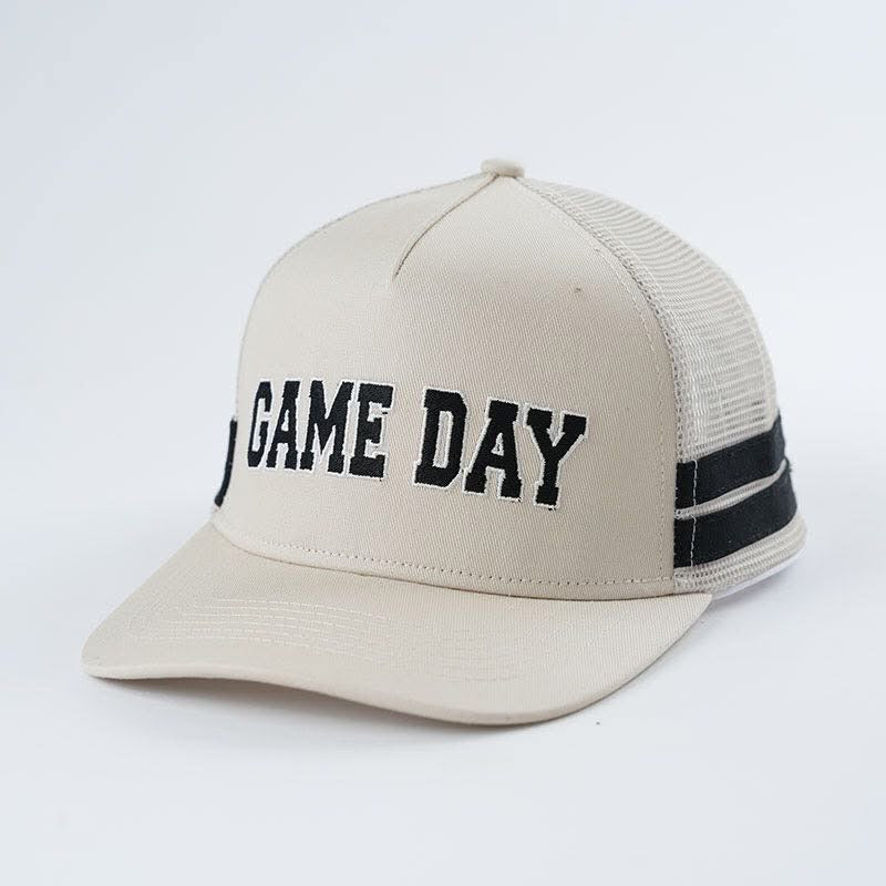 Embroidered Game Day Double Stripe Trucker Hat