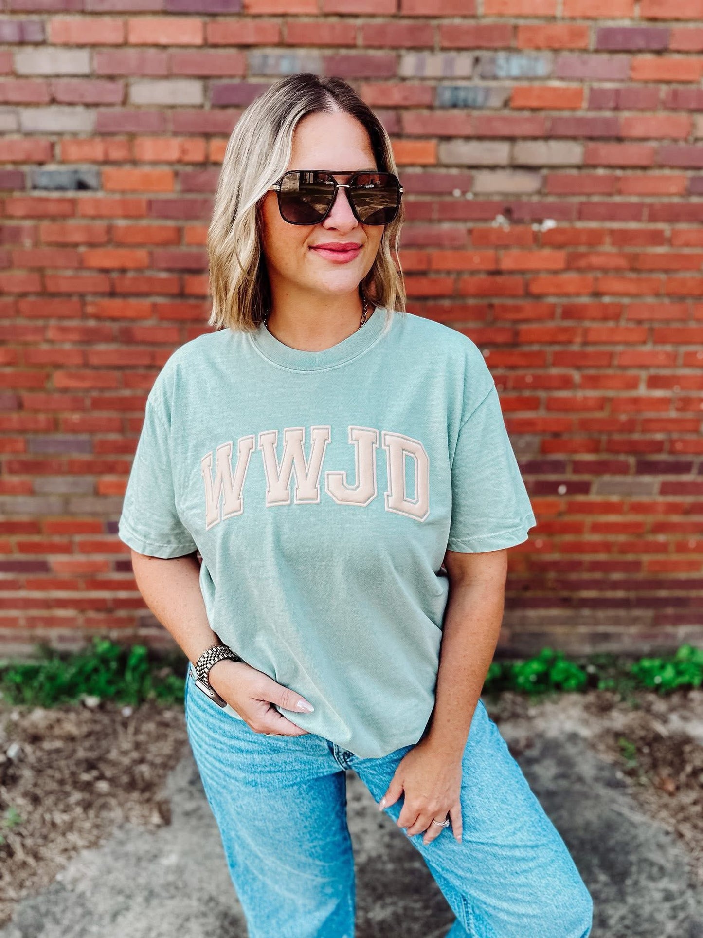 WWJD Sage Tee - EARLY JULY ETA