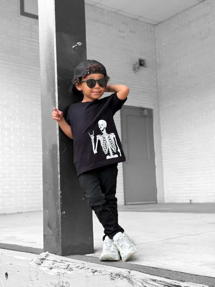 Youth Black Peace Skelly Tee - IN STOCK