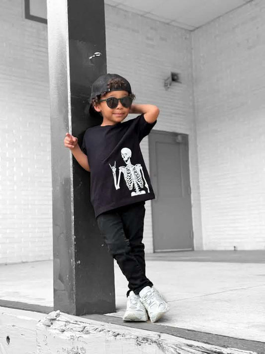 Youth Black Peace Skelly Tee - IN STOCK