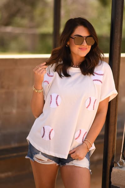 Baseball Sequin Top