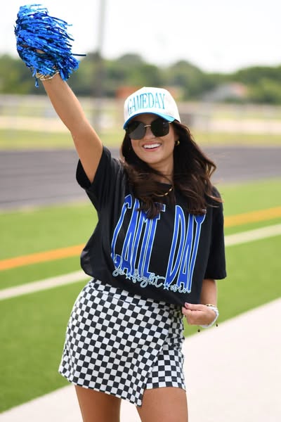 Blue Game Day Go Fight Wine Tee - ETA MID JULY