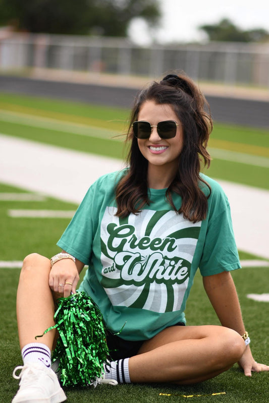 Green and White Retro Tee - ETA MID JULY
