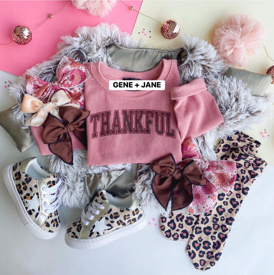 Youth Pink Thankful Corduroy Pullover - MID OCT ETA