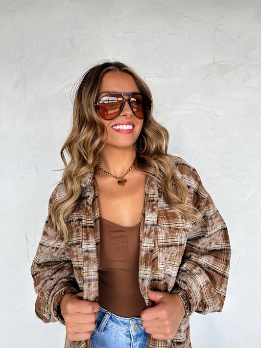 Blakely Plaid Juniper Top Preorder - LATE NOV ETA
