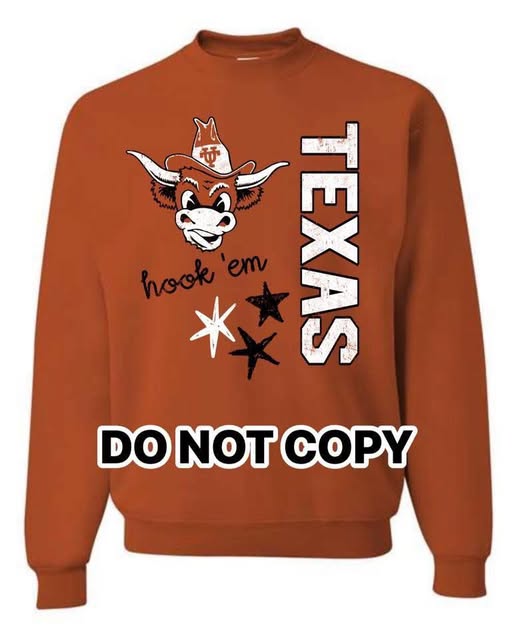 Burnt Orange Texas Mascot Sweatshirt - LATE OCT ETA ( PREORDER)