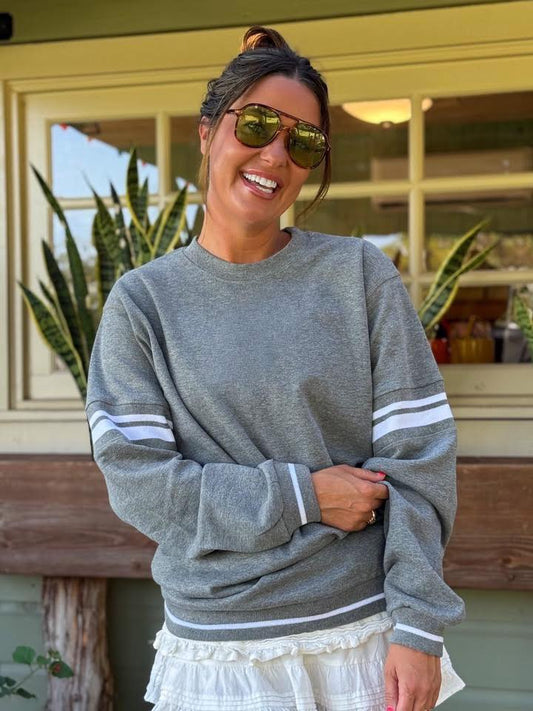 Sunny Stripe Sweatshirt in Gray (IN STOCK)