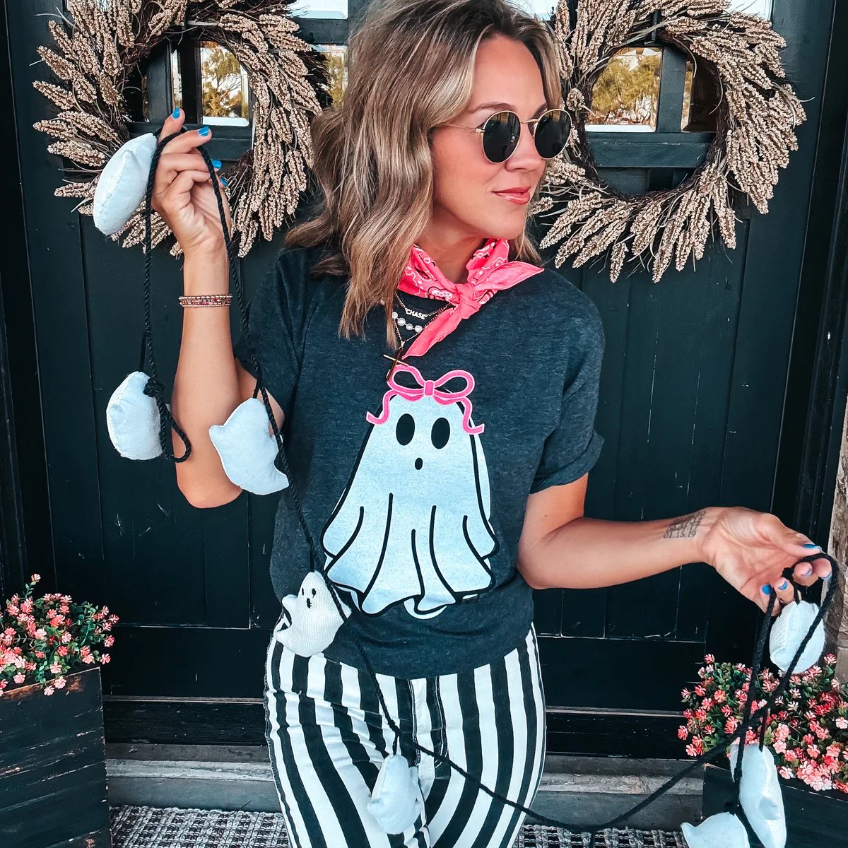Mommy and Me Ghost with Pink Bow Tee (IN STOCK)