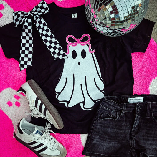 Mommy and Me Ghost with Pink Bow Tee (IN STOCK)