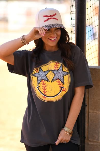Baseball + Softball Star Smiley Tees - LATE MAR ETA (PREORDER)