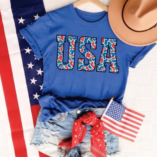Royal Blue Camo USA Tee - IN STOCK