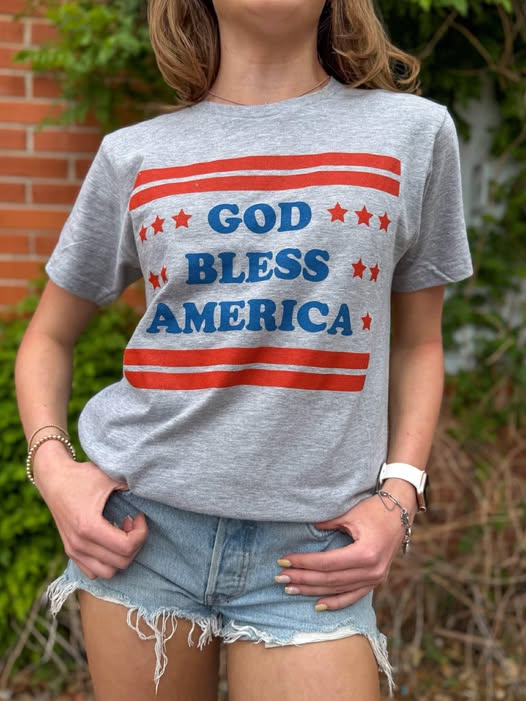 God Bless America Gray Tee - IN STOCK