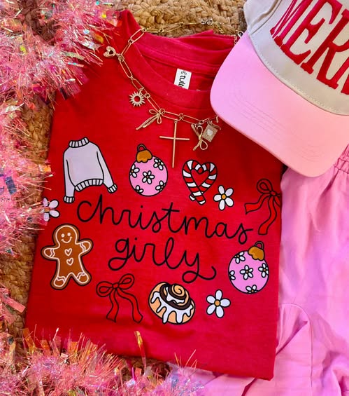 Red Christmas Girly Tee - IN STOCK