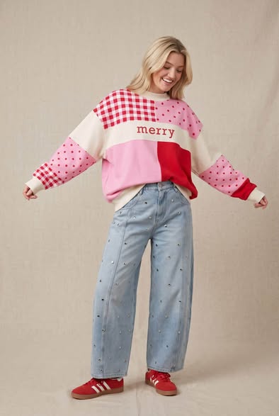 Merry Pink + Red Block Mockneck - EARLY NOV (PREORDER)