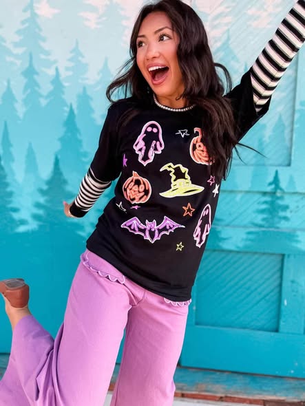 Neon Halloween Things Black Tee - MID SEP ETA (PREORDER)