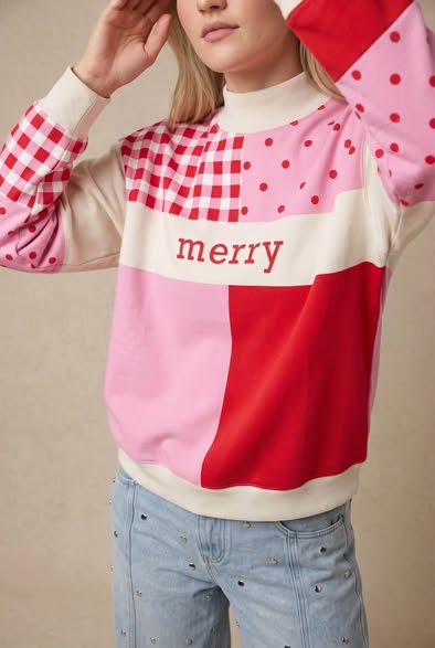 Merry Pink + Red Block Mockneck - EARLY NOV (PREORDER)