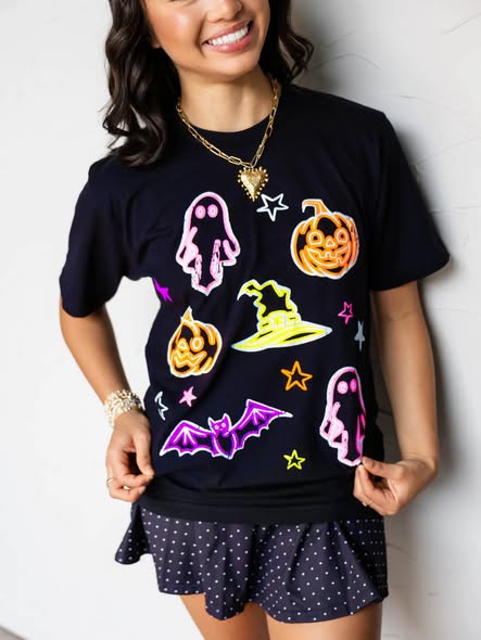 Neon Halloween Things Black Tee - MID SEP ETA (PREORDER)