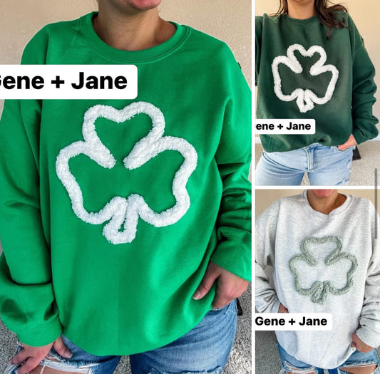 Yarn Embroidered Shamrock Sweatshirt