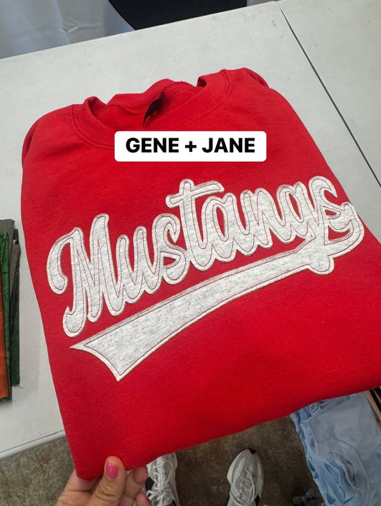 Mustangs Gray Fleece on Red Sweatshirt