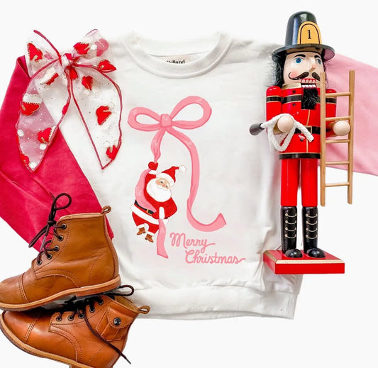Merry Christmas Bow/Santa Colorblock Toddler/Youth - IN STOCK