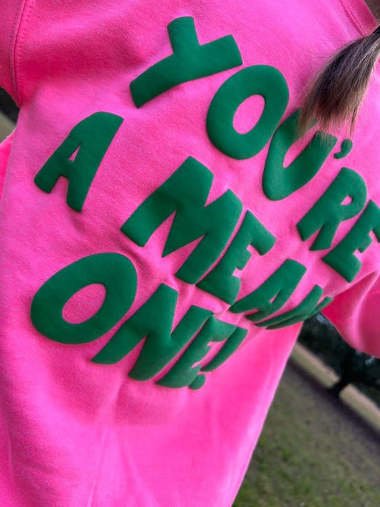 Mean One Pink Youth Sweatshirt Puff (front/back) - IN STOCK