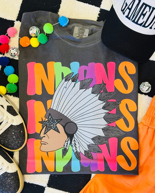 Indians Neon Mascot Tee - 2.5 Week ETA