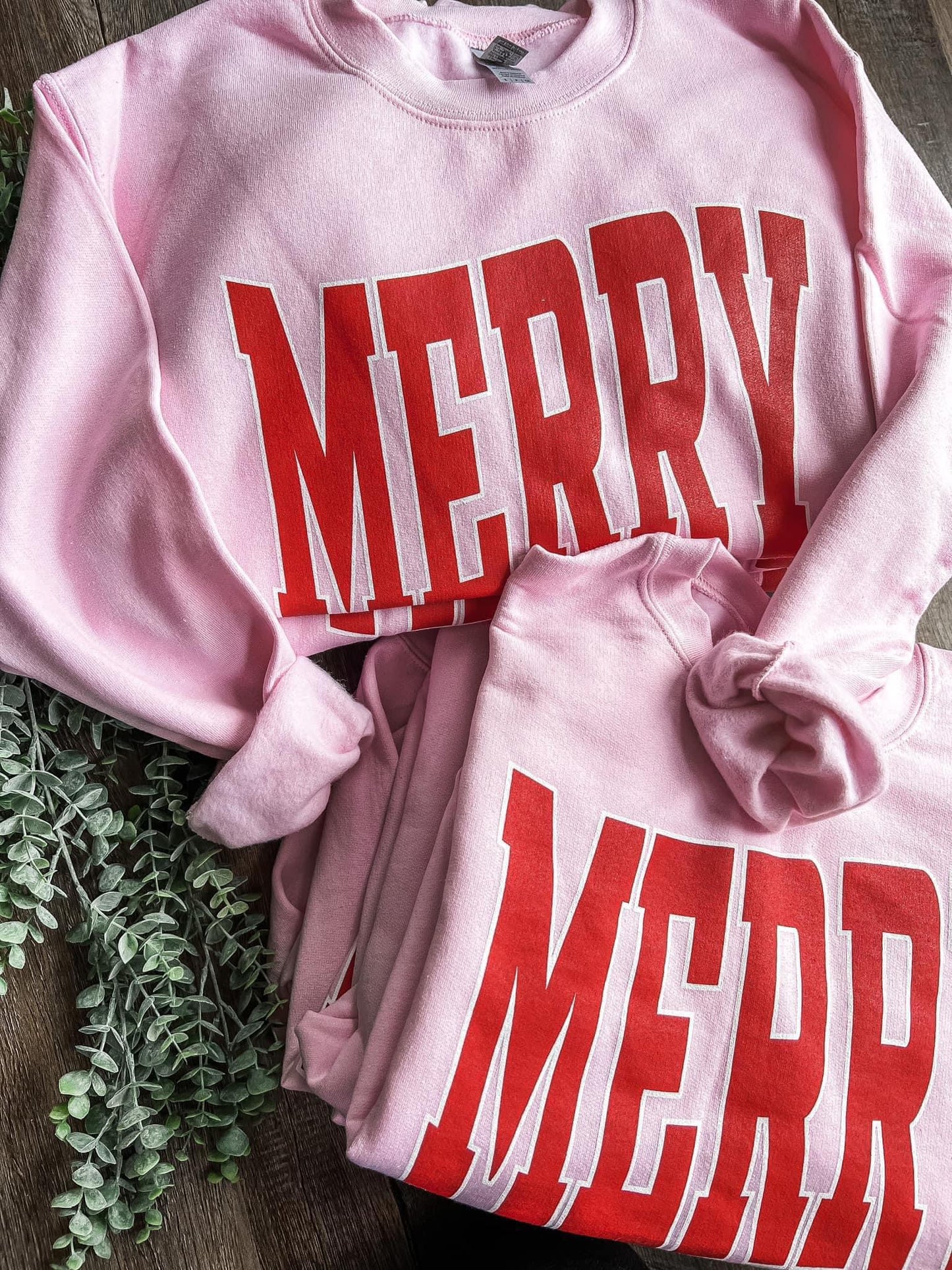 Merry Varsity Sweatshirt - Pink