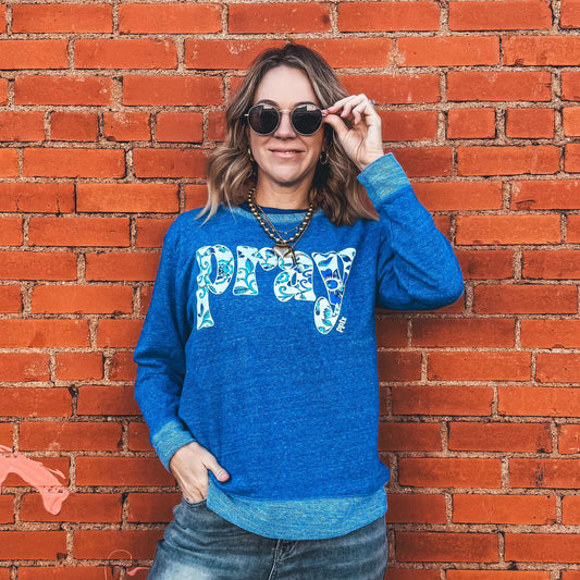 Pray Floral - Blue French Terry
