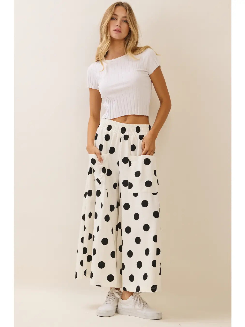 White + Black Polka Dot Pants - IN STOCK