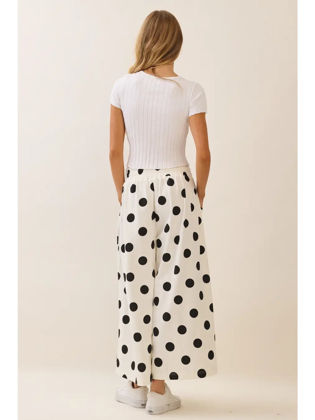 White + Black Polka Dot Pants - IN STOCK