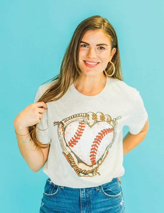 Baseball Heart Glove Tee