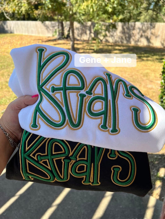 Lions 3d Embroidered Sweatshirt (green thread, gold outline, on white) - 2.5 WEEK ETA