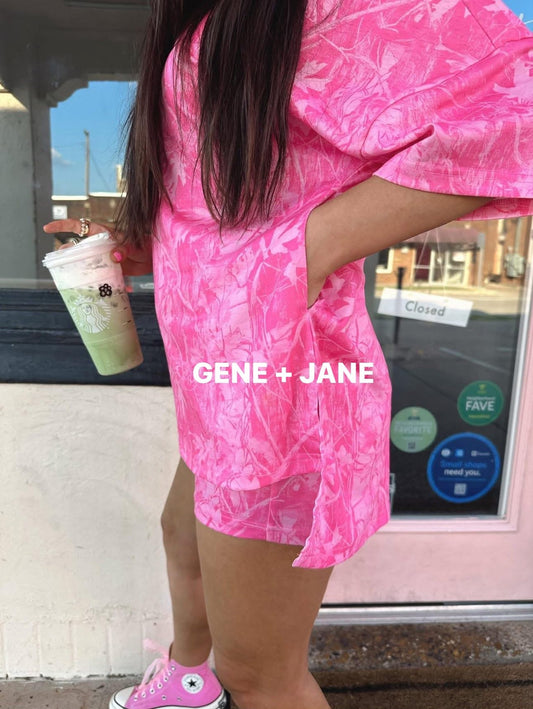 Pink Camo Biker Set