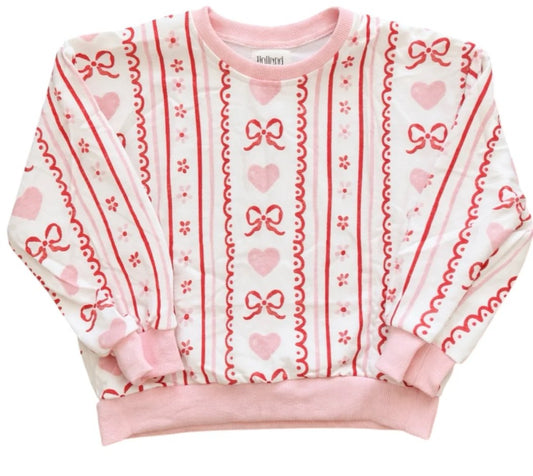 Pink Heart + Red Coquette Bow Sweatshirt - IN STOCK